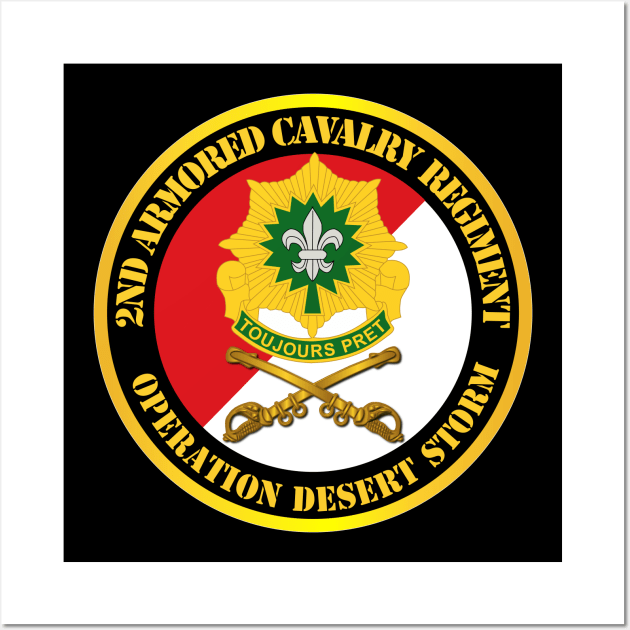 2nd Armored Cavalry Regiment DUI - Red White - Operation Desert Storm Wall Art by twix123844